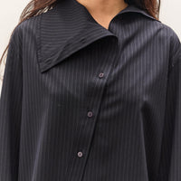 Mijeong Park Asymmetric Striped Shirt, Navy Stripe