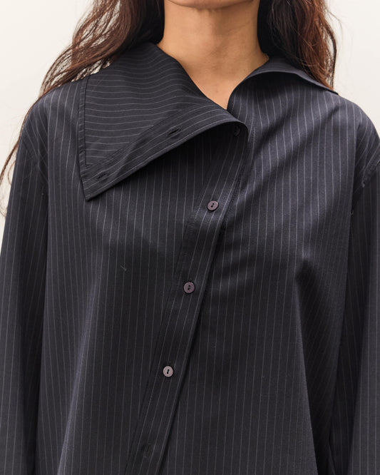 Mijeong Park Asymmetric Striped Shirt, Navy Stripe