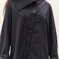 Mijeong Park Asymmetric Striped Shirt, Navy Stripe