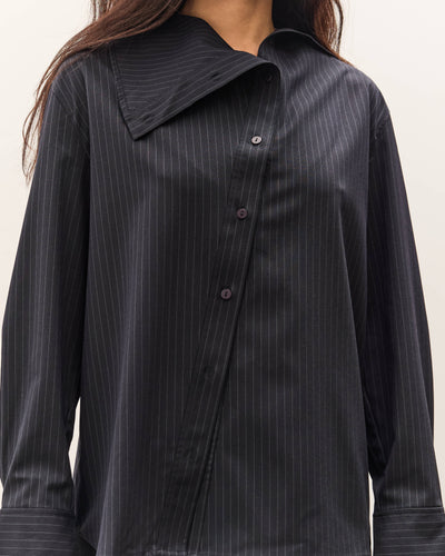 Mijeong Park Asymmetric Striped Shirt, Navy Stripe