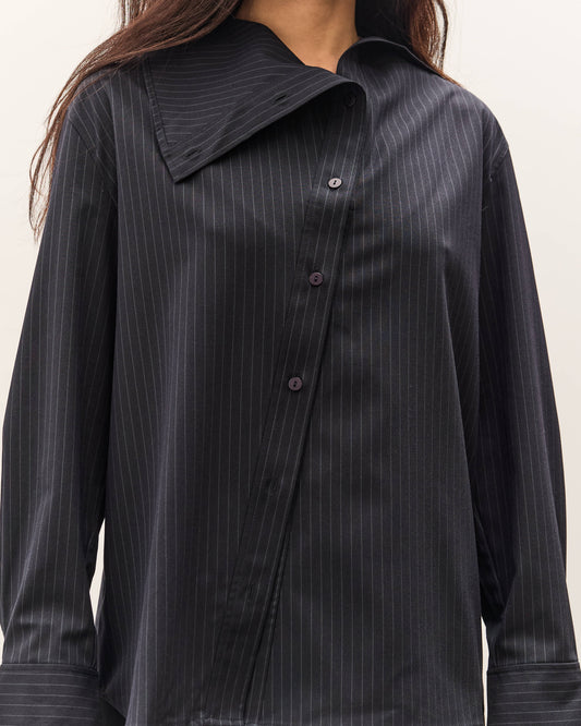 Mijeong Park Asymmetric Striped Shirt, Navy Stripe