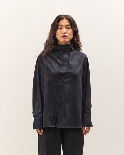 Mijeong Park Asymmetric Striped Shirt, Navy Stripe