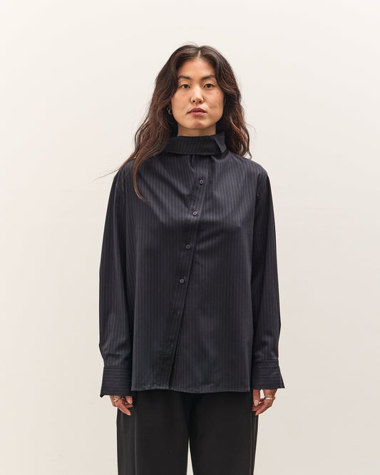 Mijeong Park Asymmetric Striped Shirt, Navy Stripe
