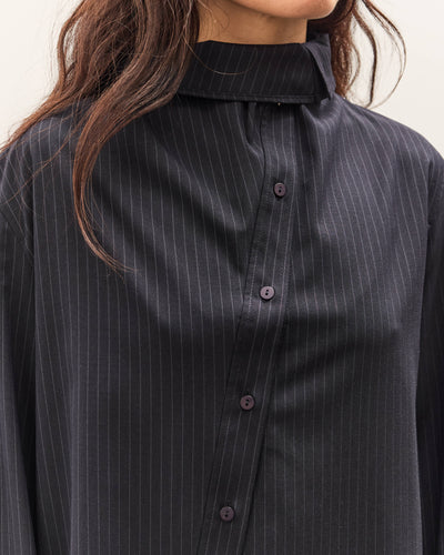Mijeong Park Asymmetric Striped Shirt, Navy Stripe