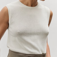 Mijeong Park Cotton Blend Sleeveless Knit Top, Ivory