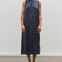 Mijeong Park Creased Satin Midi Dress, Navy