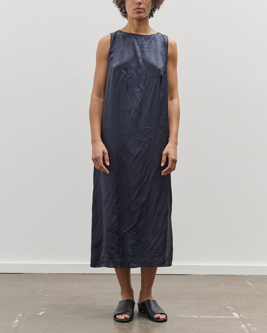 Mijeong Park Creased Satin Midi Dress, Navy