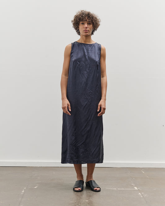 Mijeong Park Creased Satin Midi Dress, Navy