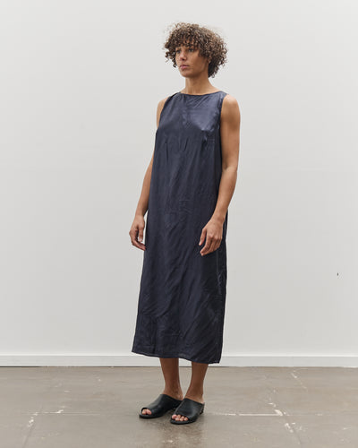 Mijeong Park Creased Satin Midi Dress, Navy