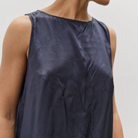 Mijeong Park Creased Satin Midi Dress, Navy