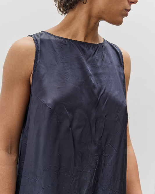 Mijeong Park Creased Satin Midi Dress, Navy