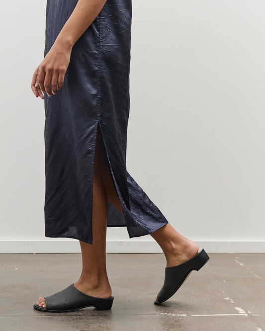 Mijeong Park Creased Satin Midi Dress, Navy