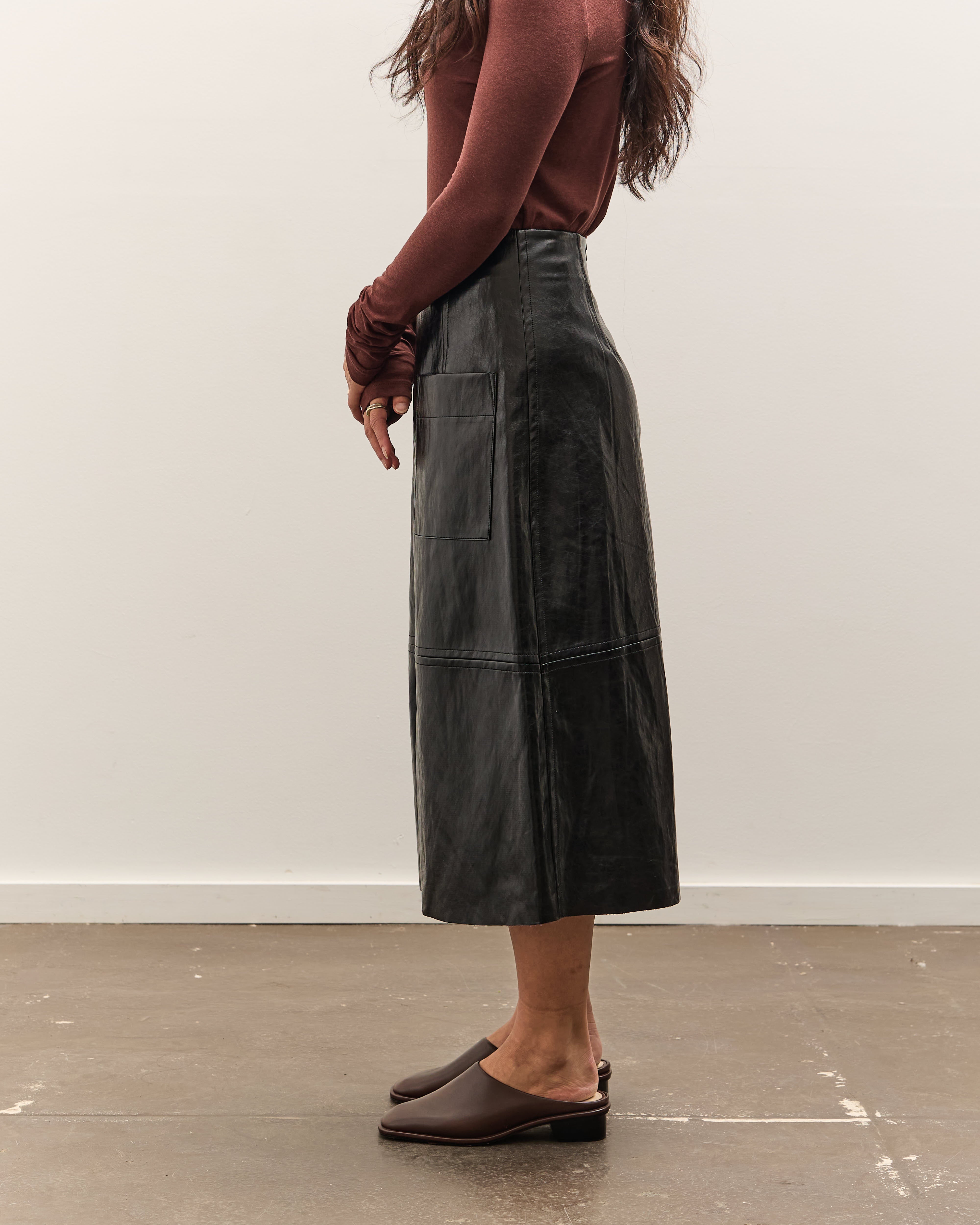 Mijeong Park Faux Leather Skirt, Black – Glasswing