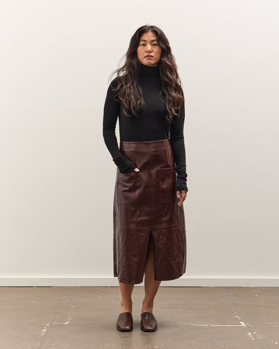 Mijeong Park Faux Leather Skirt, Burgundy
