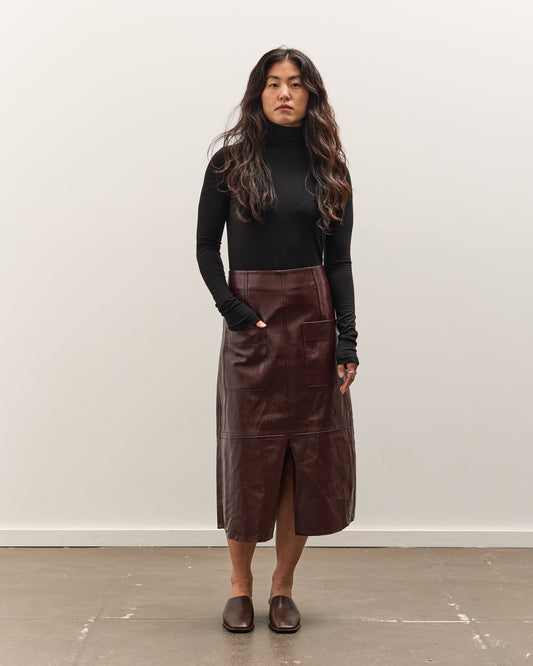 Mijeong Park Faux Leather Skirt, Burgundy