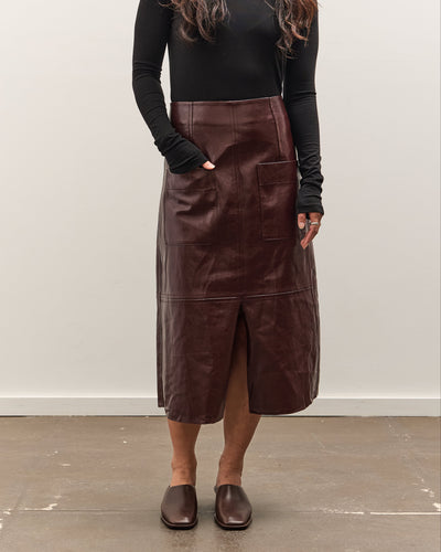 Mijeong Park Faux Leather Skirt, Burgundy