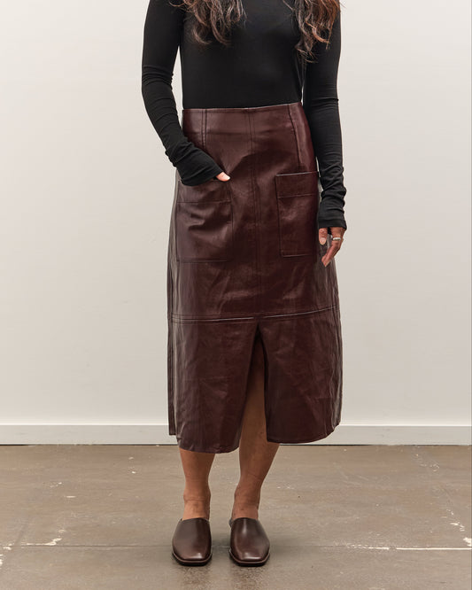 Mijeong Park Faux Leather Skirt, Burgundy