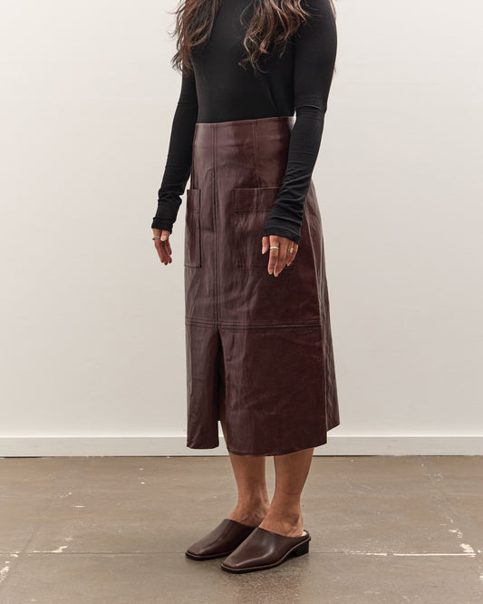 Mijeong Park Faux Leather Skirt, Burgundy