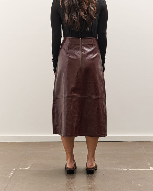 Mijeong Park Faux Leather Skirt, Burgundy