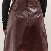 Mijeong Park Faux Leather Skirt, Burgundy