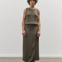 Mijeong Park Linen Blend Maxi Wrap Skirt, Olive