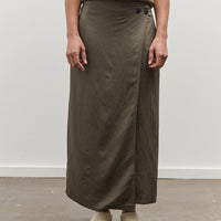 Mijeong Park Linen Blend Maxi Wrap Skirt, Olive