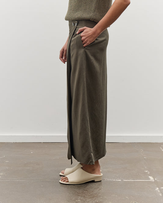 Mijeong Park Linen Blend Maxi Wrap Skirt, Olive