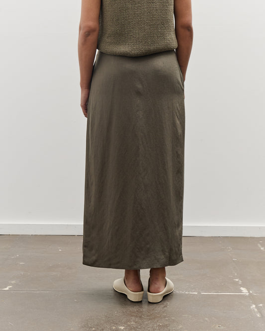 Mijeong Park Linen Blend Maxi Wrap Skirt, Olive