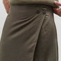 Mijeong Park Linen Blend Maxi Wrap Skirt, Olive