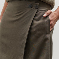 Mijeong Park Linen Blend Maxi Wrap Skirt, Olive
