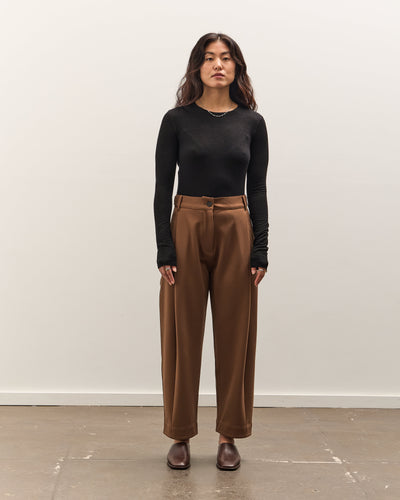 Mijeong Park Pleated Barrel Leg Pants, Brown