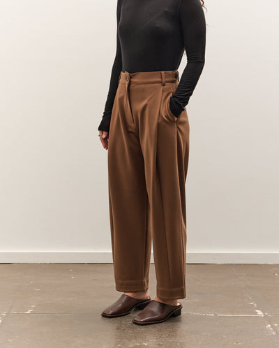 Mijeong Park Pleated Barrel Leg Pants, Brown