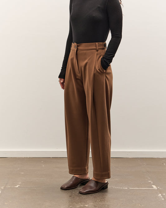 Mijeong Park Pleated Barrel Leg Pants, Brown