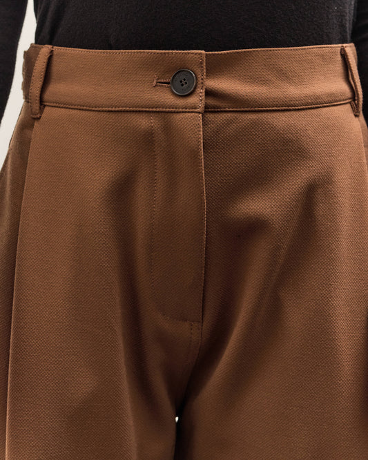 Mijeong Park Pleated Barrel Leg Pants, Brown