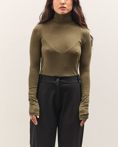 Mijeong Park Roll Neck Jersey Top, Olive