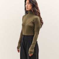 Mijeong Park Roll Neck Jersey Top, Olive