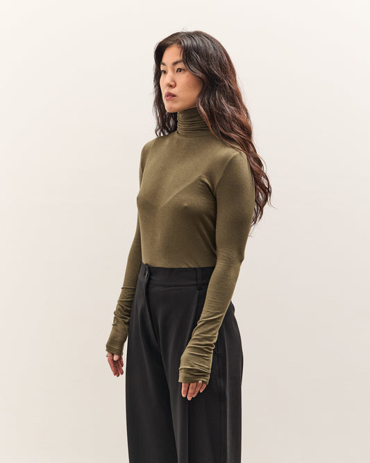Mijeong Park Roll Neck Jersey Top, Olive