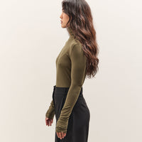 Mijeong Park Roll Neck Jersey Top, Olive