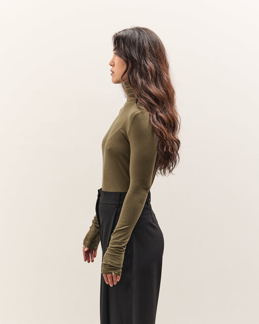 Mijeong Park Roll Neck Jersey Top, Olive