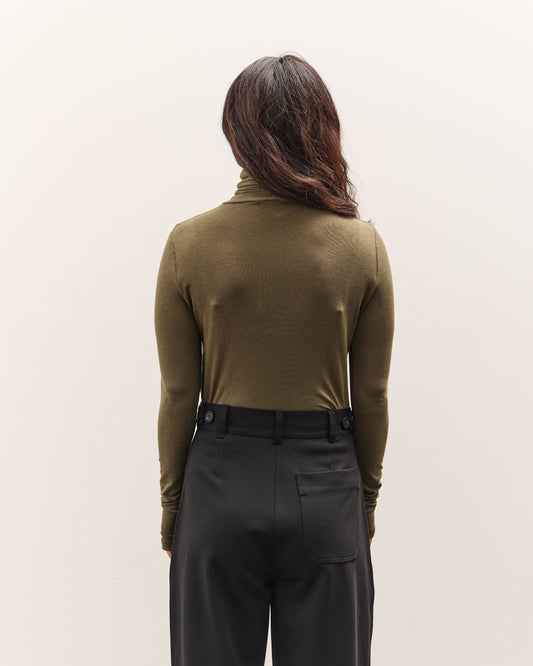 Mijeong Park Roll Neck Jersey Top, Olive