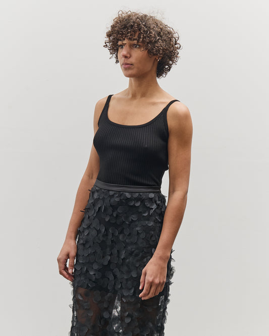 Mijeong Park Slim Ribbed Knit Tank, Black