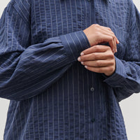Mijeong Park Stripe Oversized Shirt, Navy
