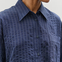 Mijeong Park Stripe Oversized Shirt, Navy