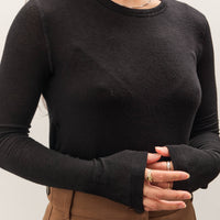 Mijeong Park Wool Tencel Crew Neck Top, Black