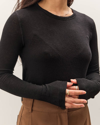 Mijeong Park Wool Tencel Crew Neck Top, Black