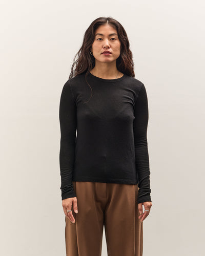 Mijeong Park Wool Tencel Crew Neck Top, Black