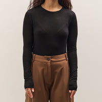 Mijeong Park Wool Tencel Crew Neck Top, Black
