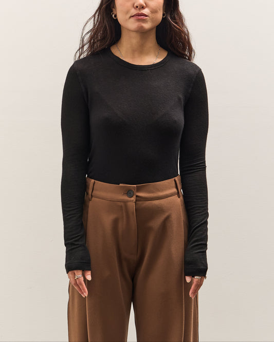 Mijeong Park Wool Tencel Crew Neck Top, Black