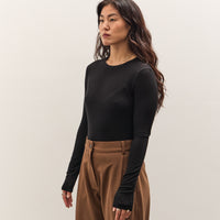 Mijeong Park Wool Tencel Crew Neck Top, Black