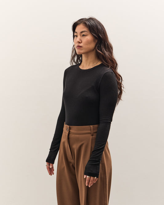 Mijeong Park Wool Tencel Crew Neck Top, Black